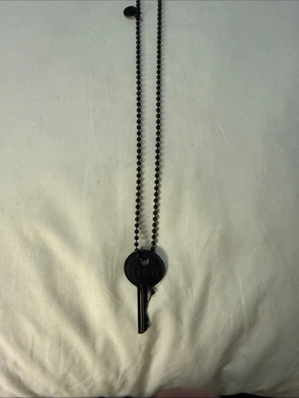 Black Key Pendant Necklace - Minimal Ball Chain